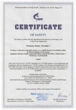 Certificate of safety<br>Prameny Čistoty. Formule 1 Doplněk stravy Paracleanse, Formule 1,2,3 (Trigelm), 30 kapslí + 60 kapslí + 200 g